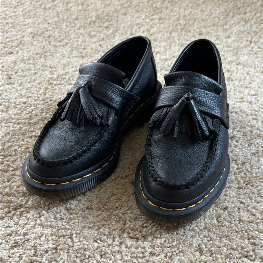Dr Martens Black Loafer with Yellow Stitching size 5